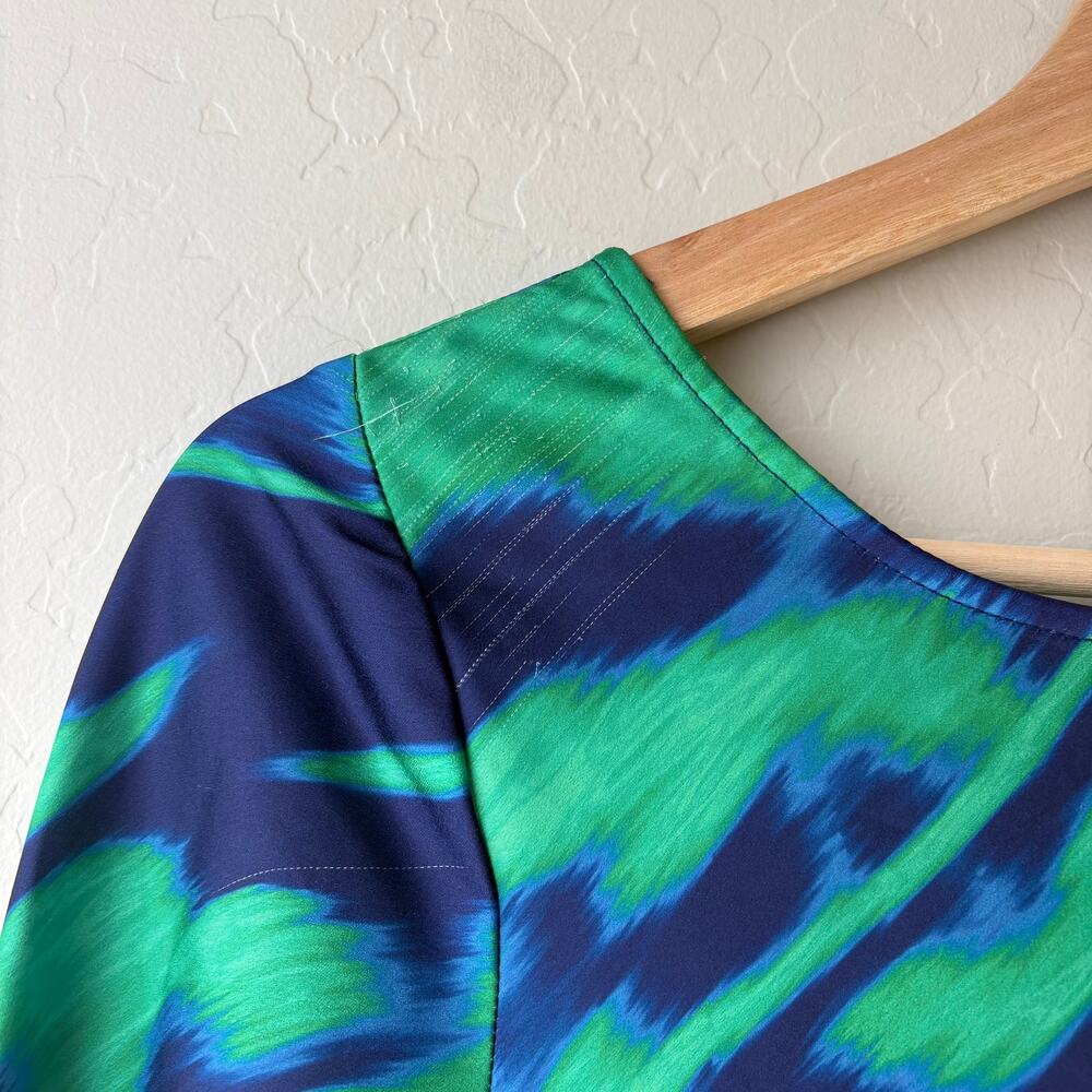 The Wolf Gang Dress Calypso‎ Green Blue Abstract Long Sleeve Maxi Dress Size M - Picture 5 of 12